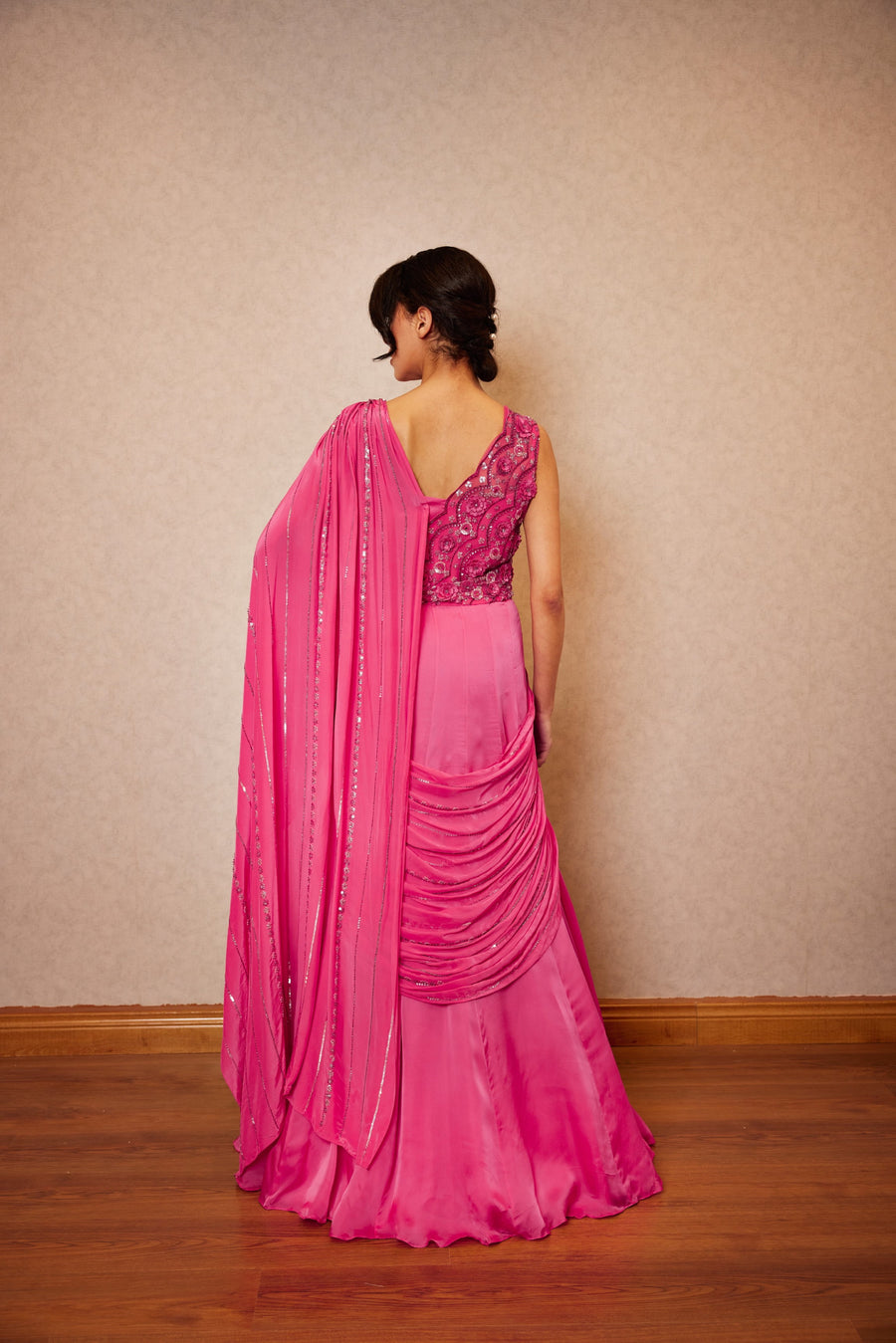 Hot Pink Saree Gown