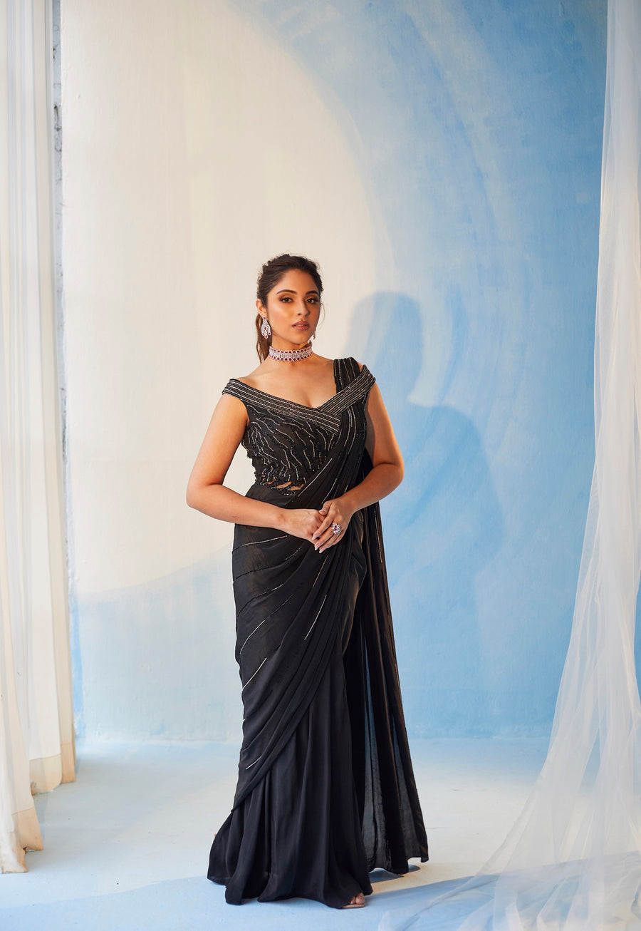 Black Saree Gown