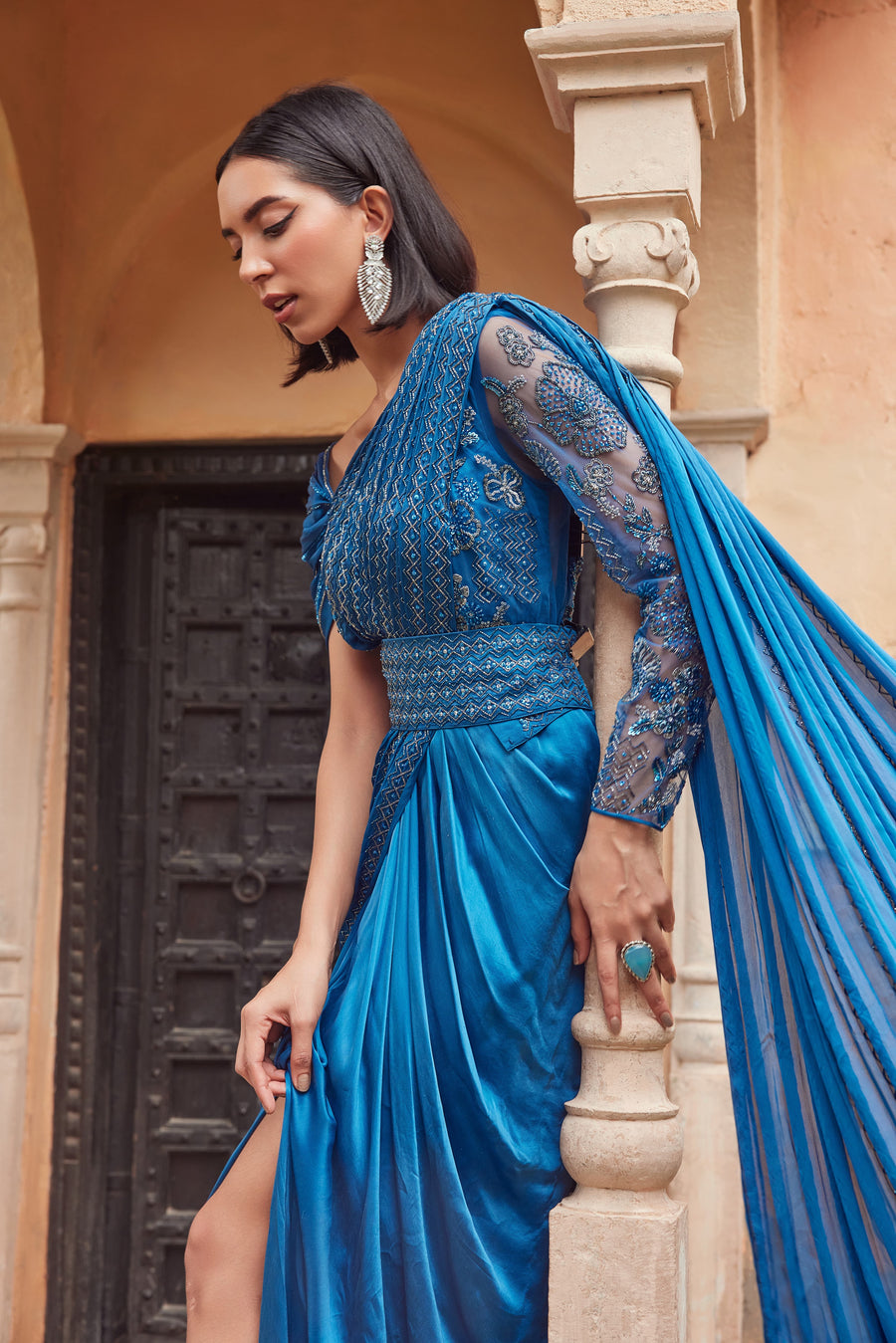 Blue Saree Gown