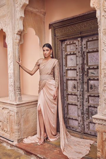 Old Rose Saree Gown