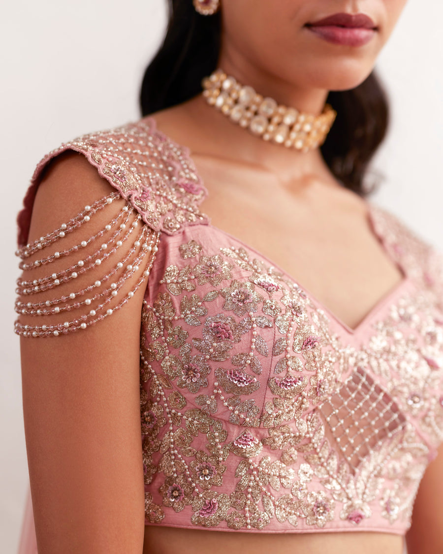 Rose Pink Lehenga With Tassels