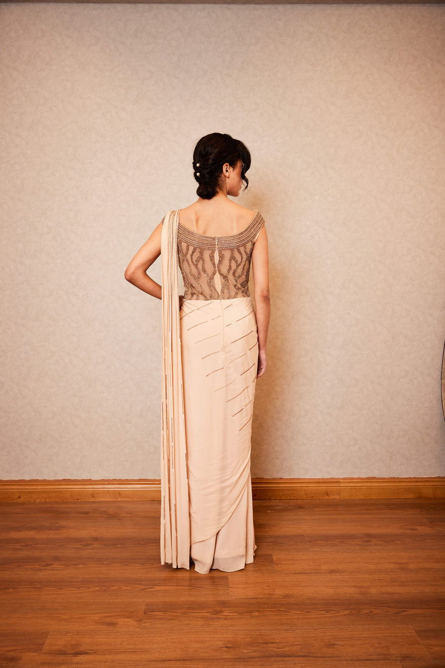 Champagne Saree Gown