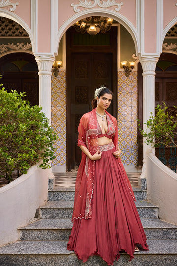 Brick Red Light Lehenga