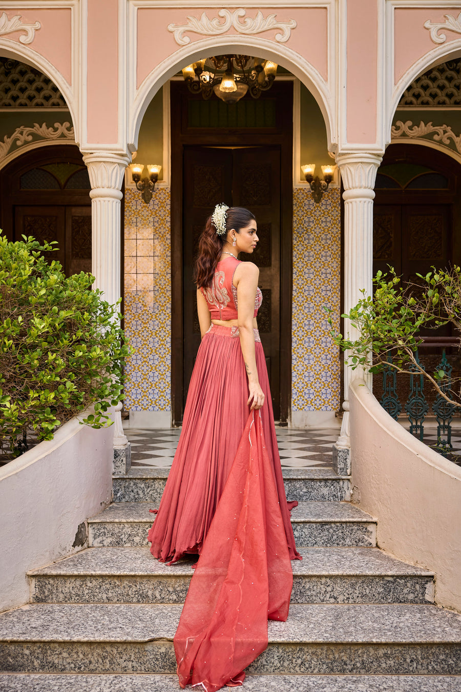 Brick Red Light Lehenga