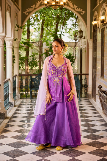 Purple Peplum With Sharara