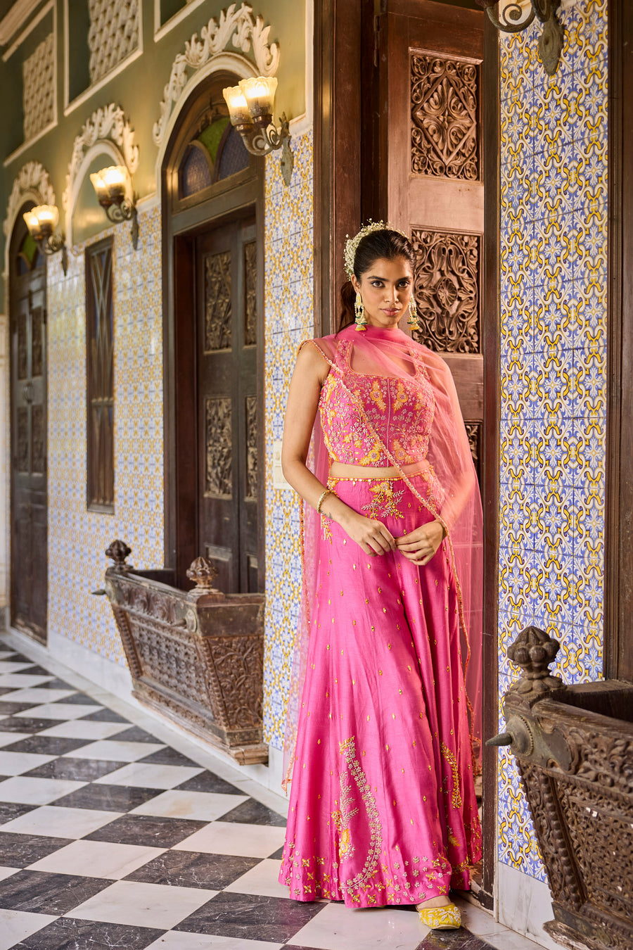 Pink Waistcoat With Sharara