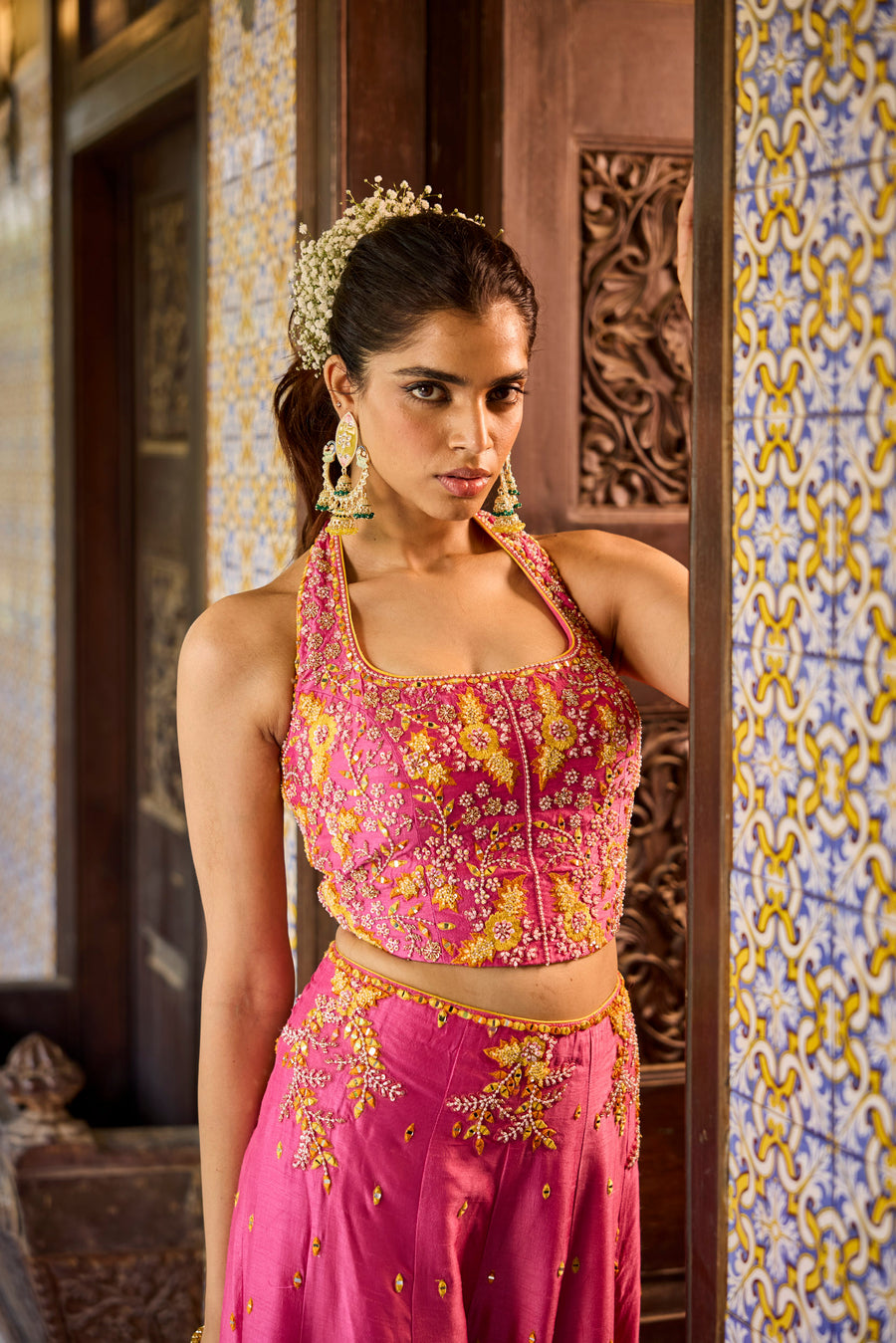 Pink Waistcoat With Sharara