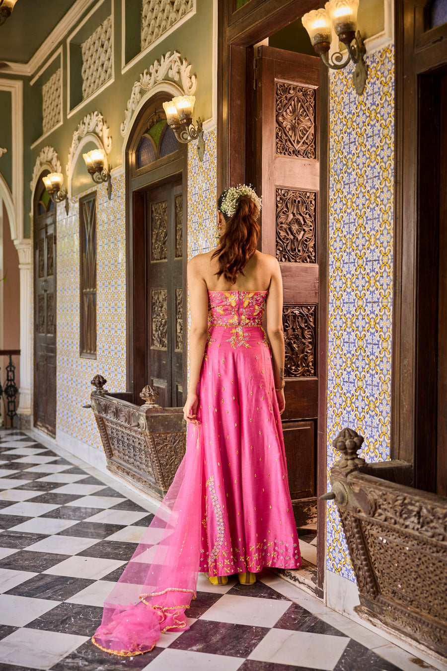 Pink Waistcoat With Sharara