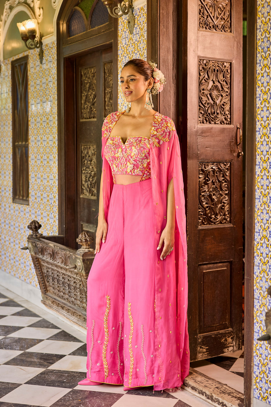 Pink Jumpsuit With Cape