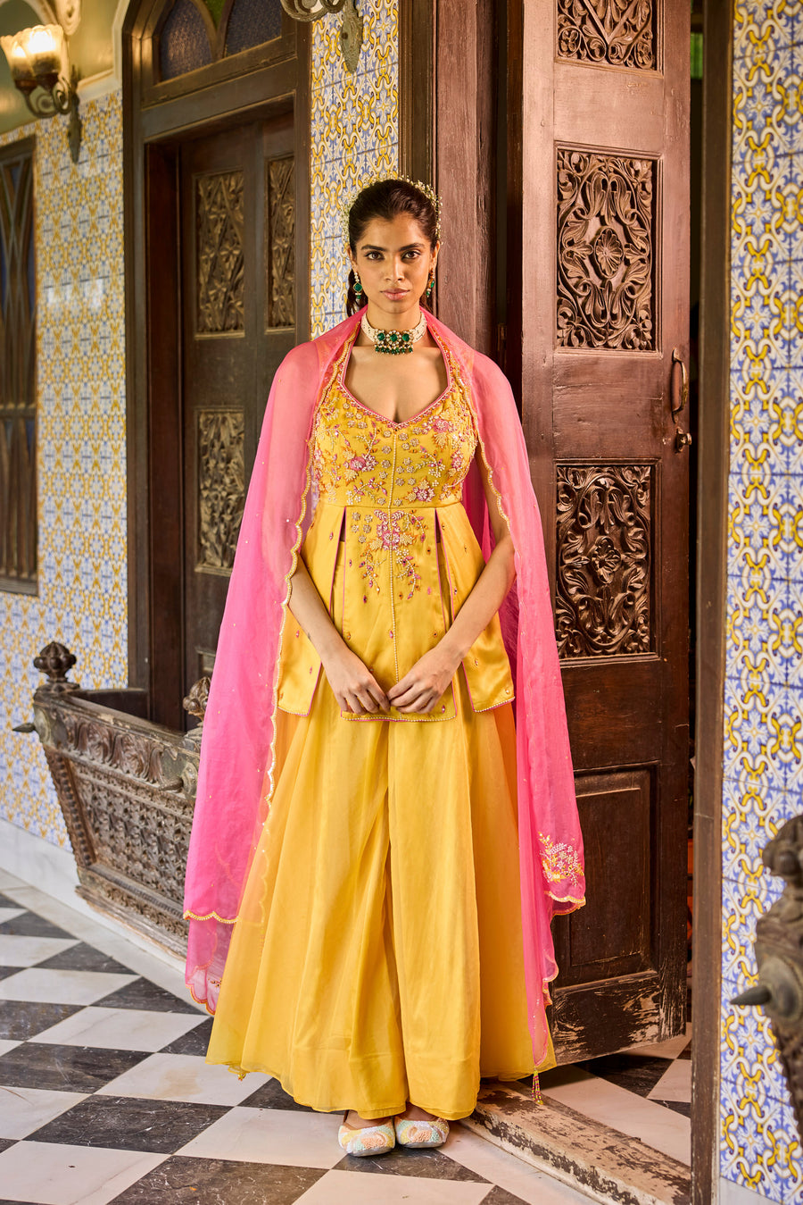 Yellow Peplum With Sharara