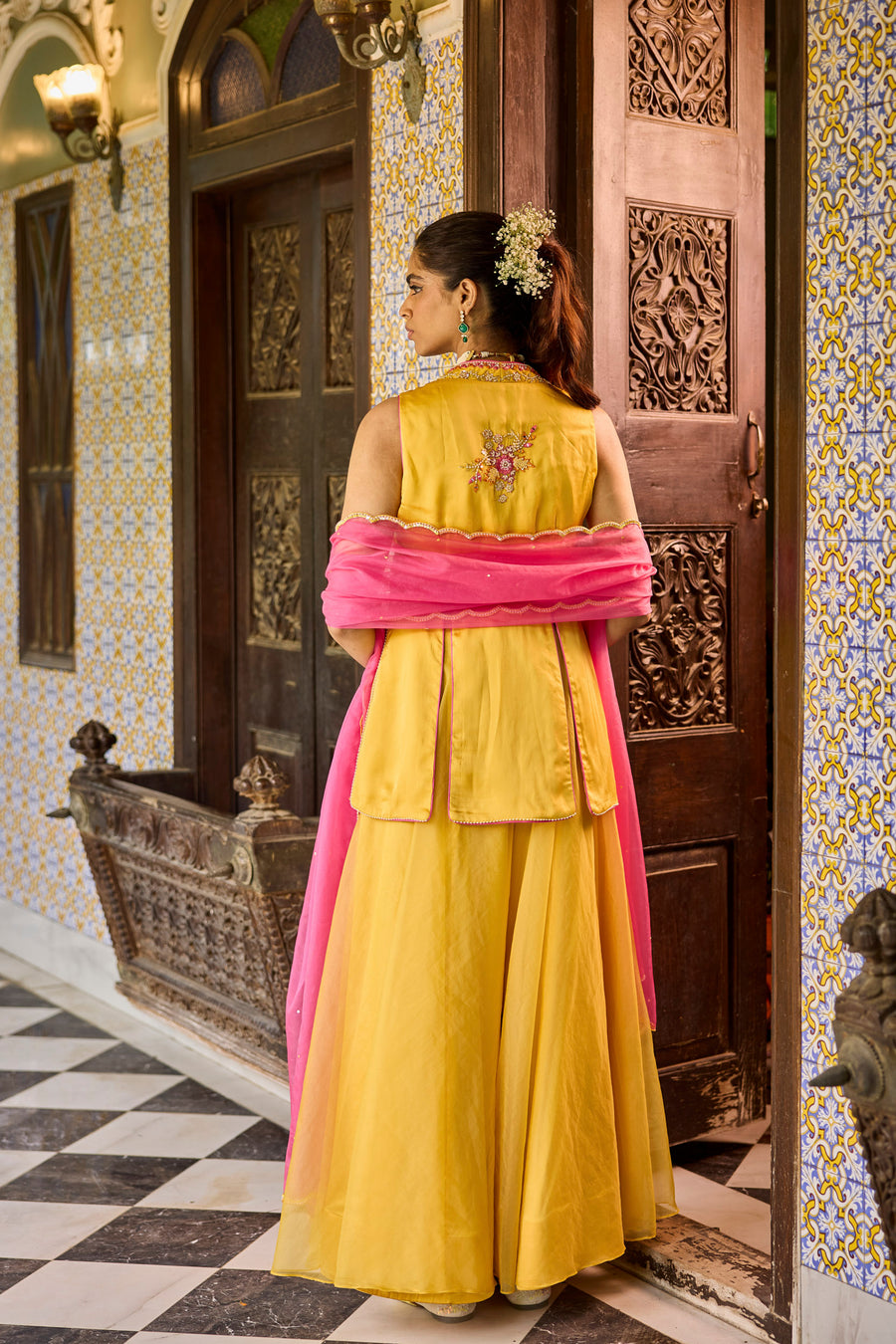 Yellow Peplum With Sharara