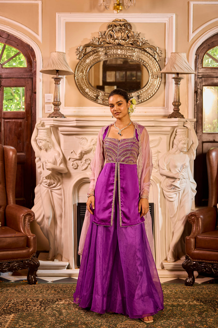 Purple Peplum With Sharara