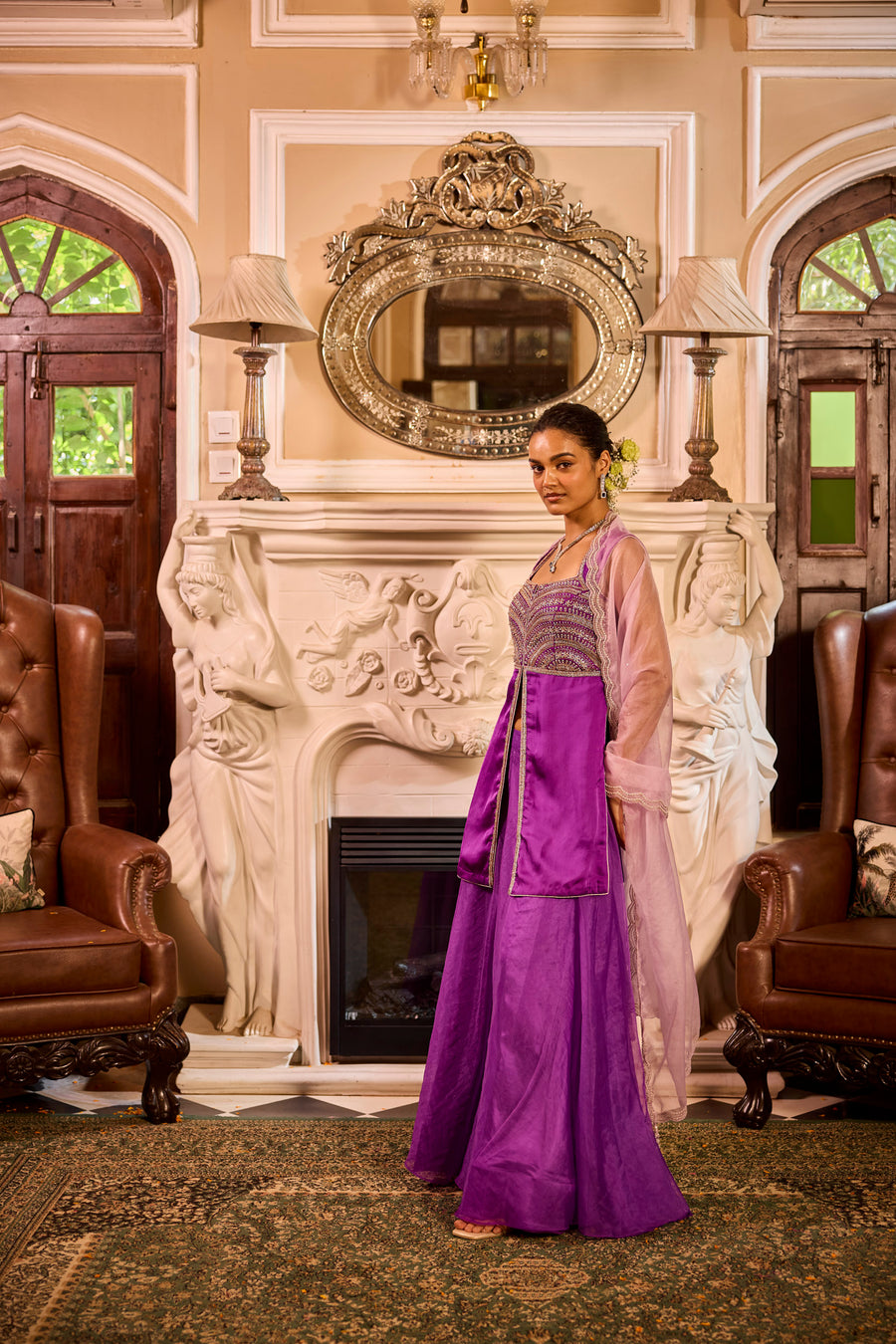 Purple Peplum With Sharara