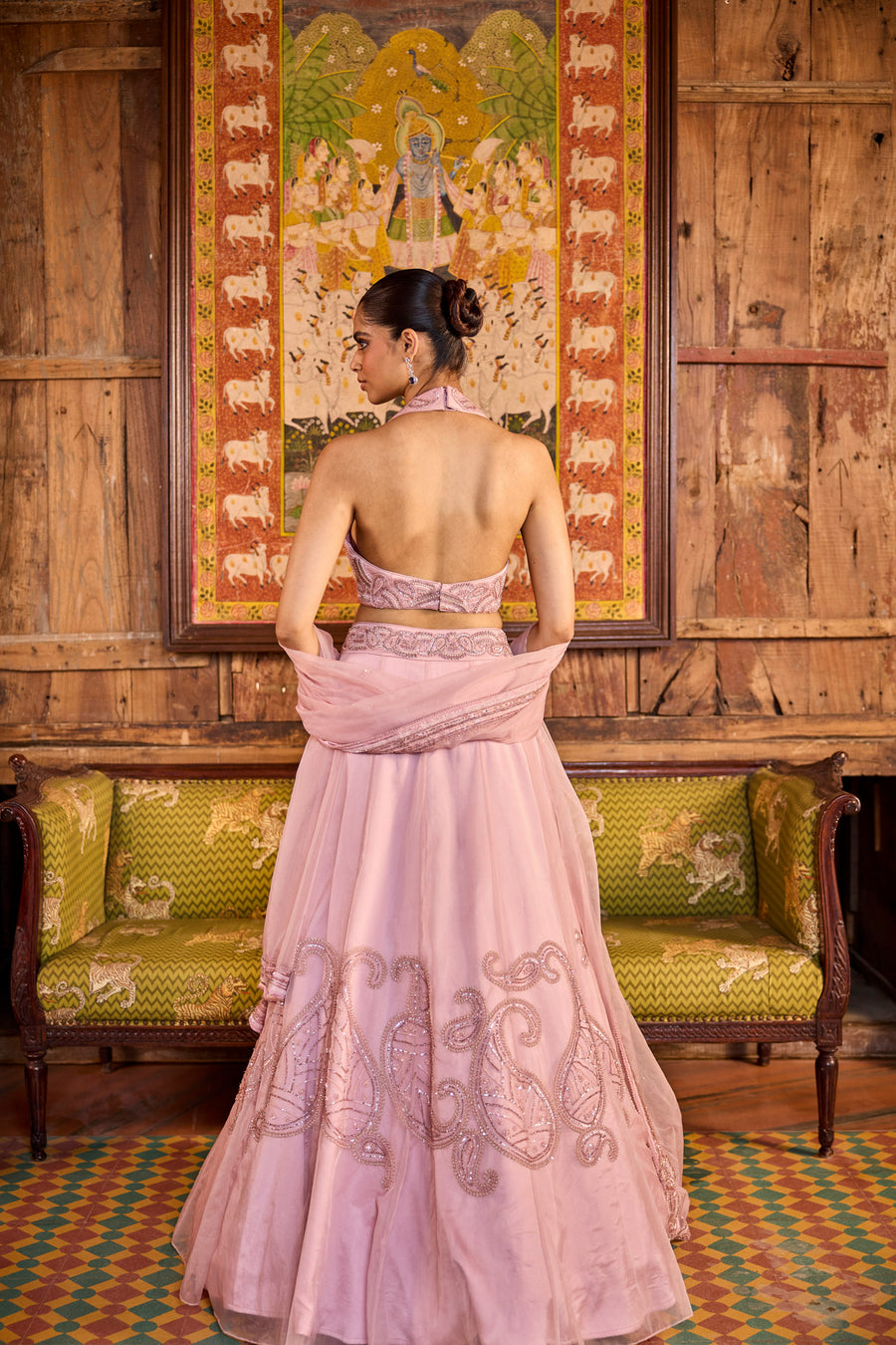 Onion Pink Lehenga With Overlap Blouse