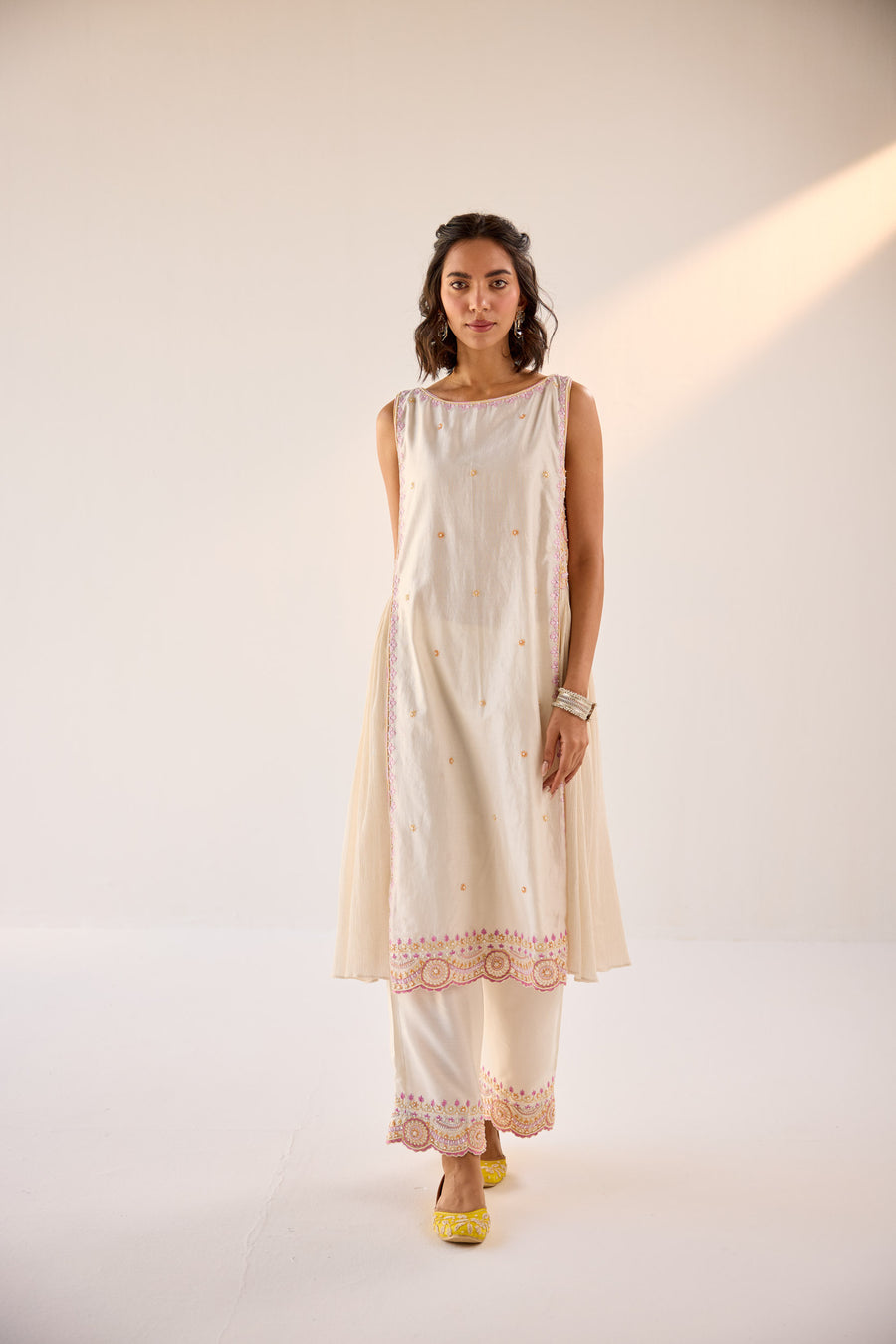 Off-White Kurta-Palazzo Set