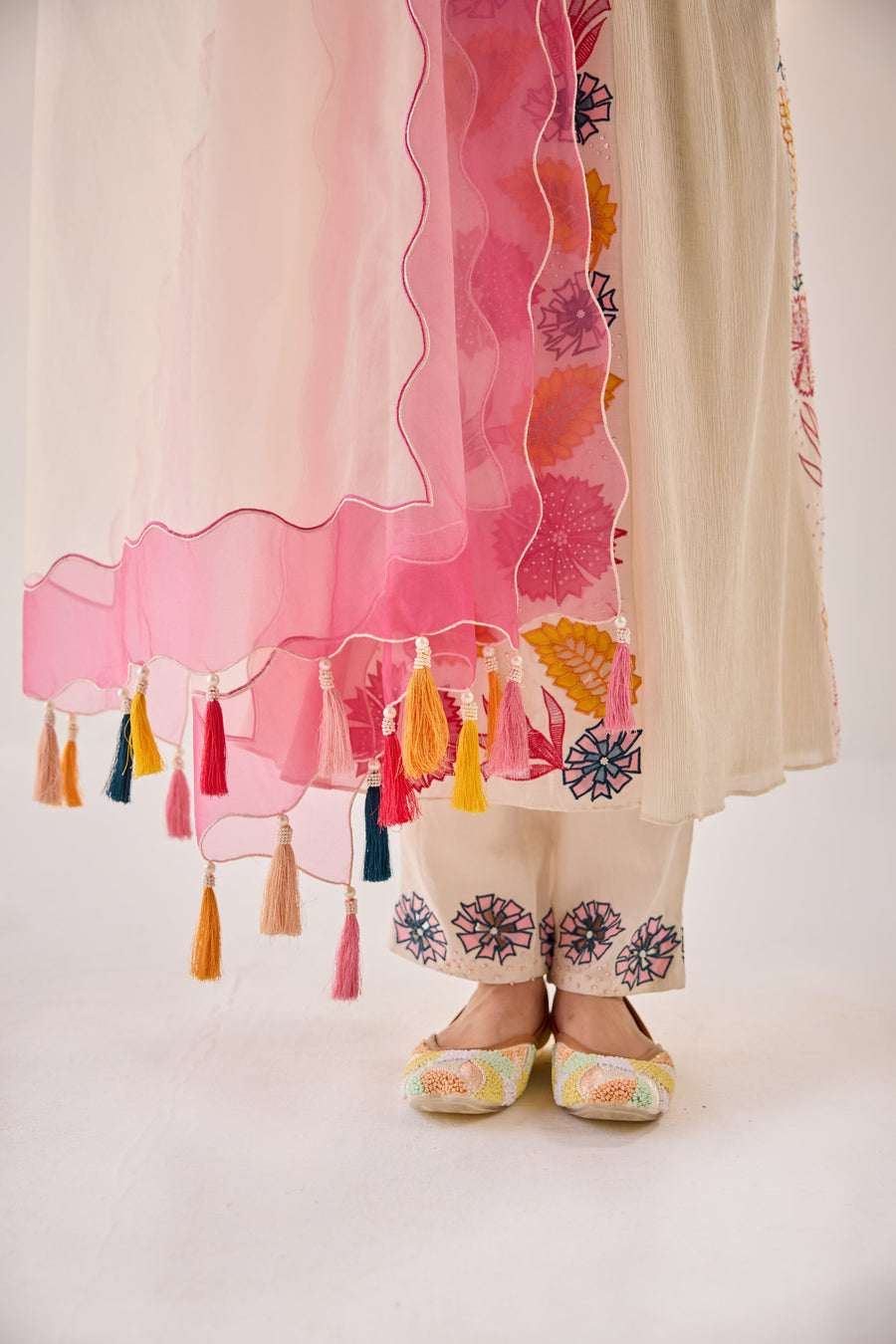 Off-White Anarkali With Dupatta