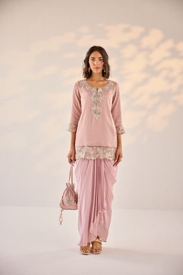 Short Kurti With Draped Skirt