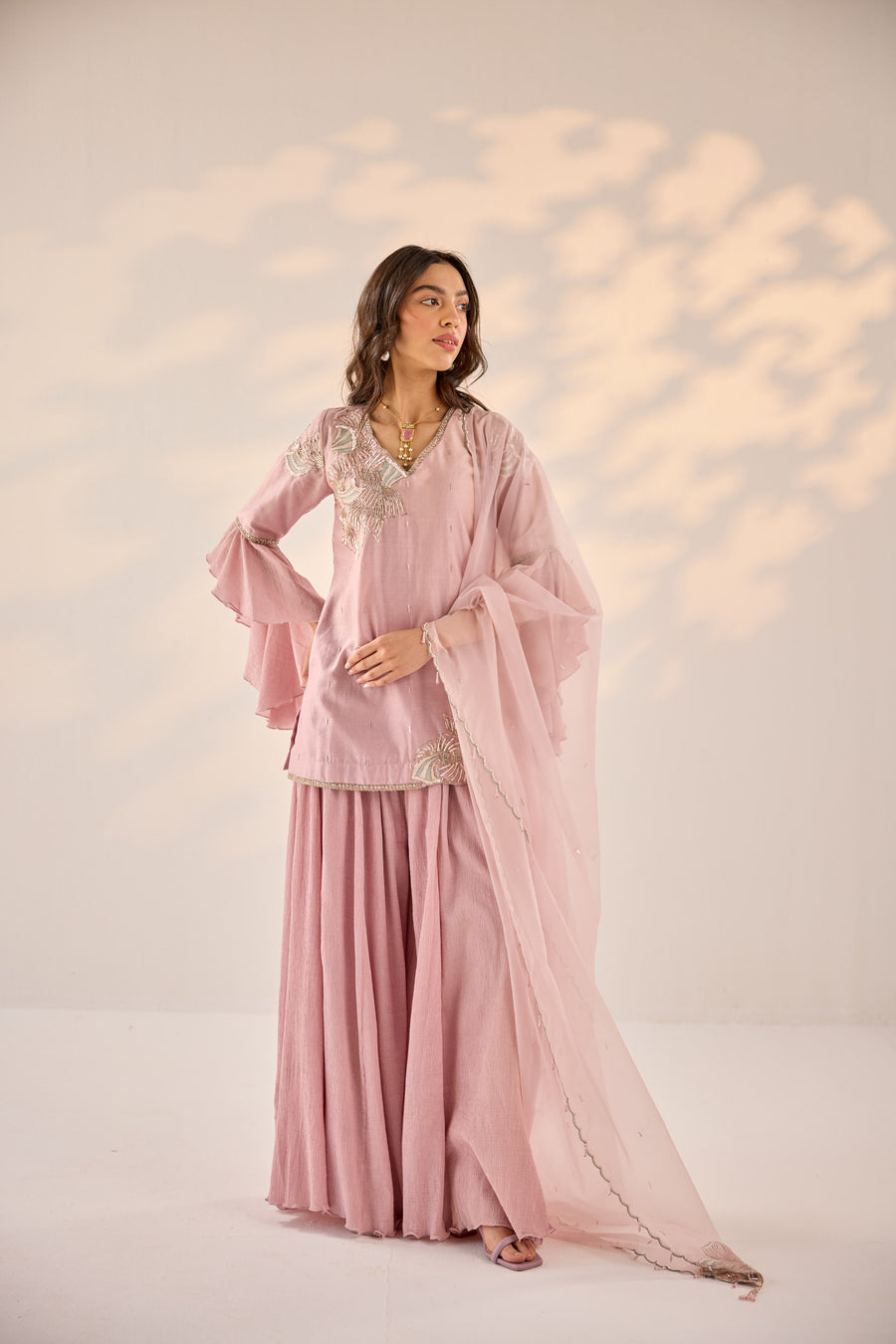 Onion Pink Sharara Set