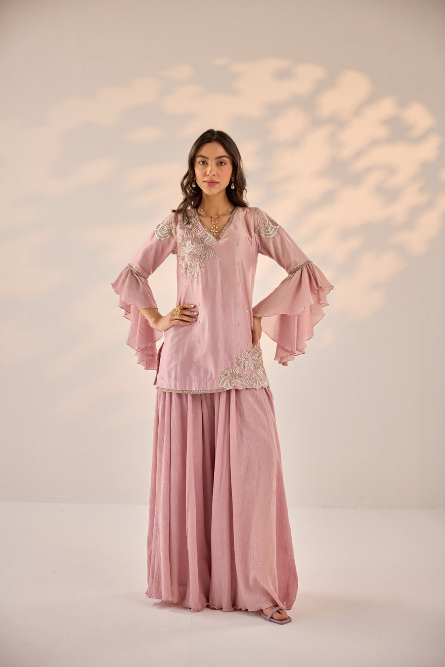 Onion Pink Sharara Set