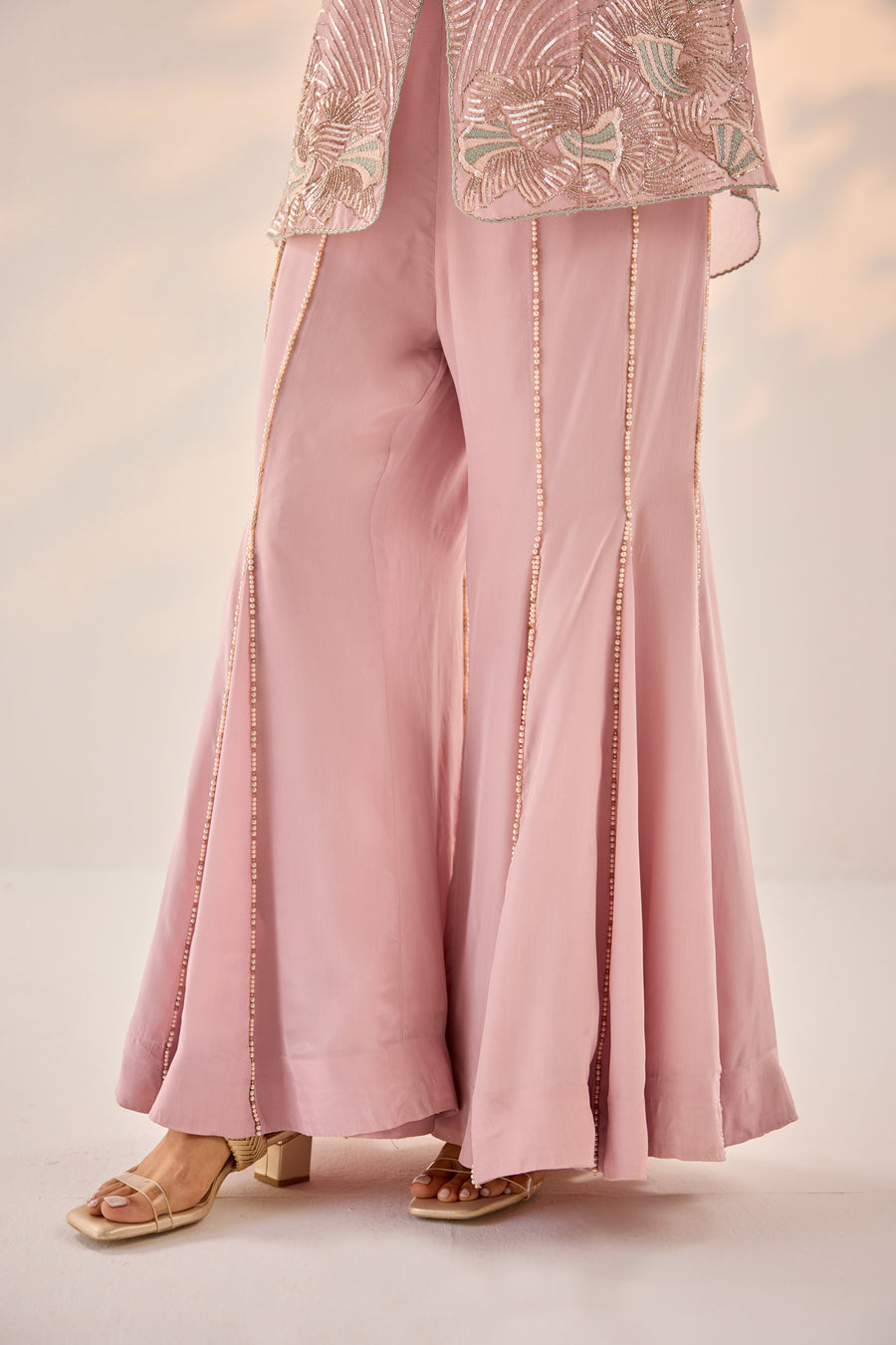 Onion Pink Jacket Sharara Set