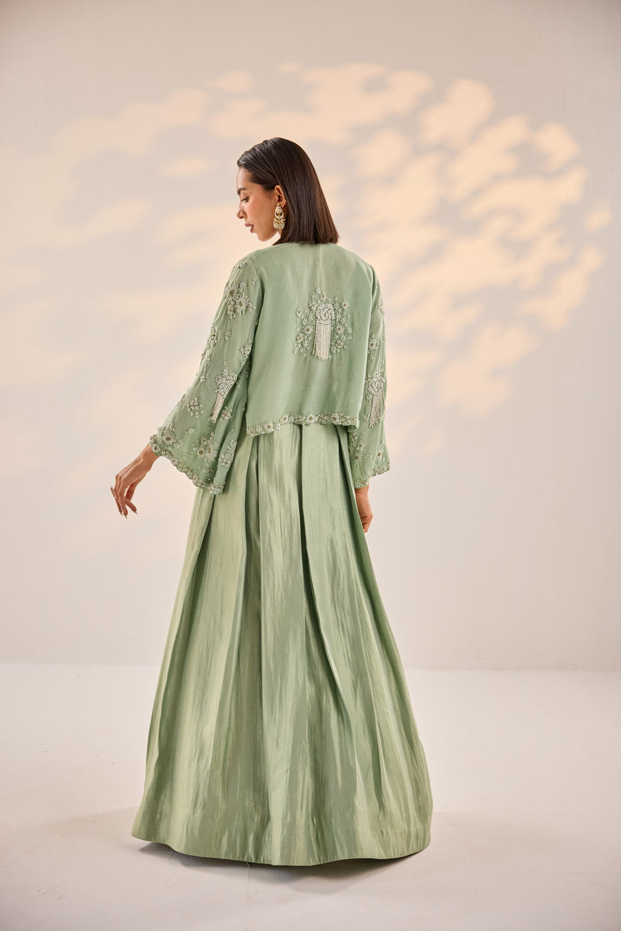 Sage Green Short Cape Set