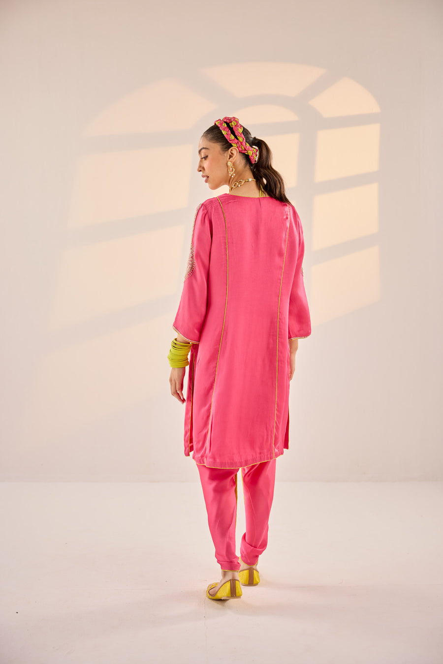 Hot Pink Dhoti Set