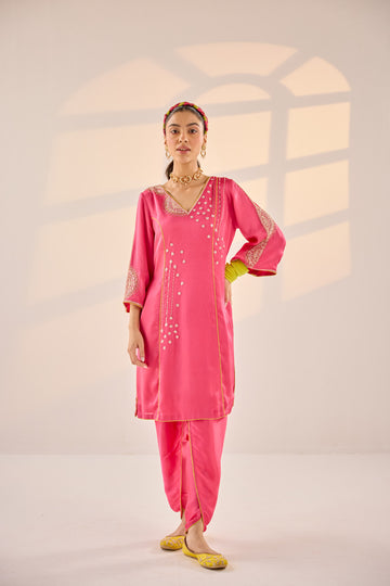 Hot Pink Dhoti Set