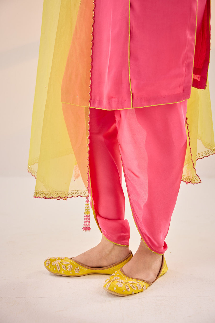 Hot Pink Dhoti Set