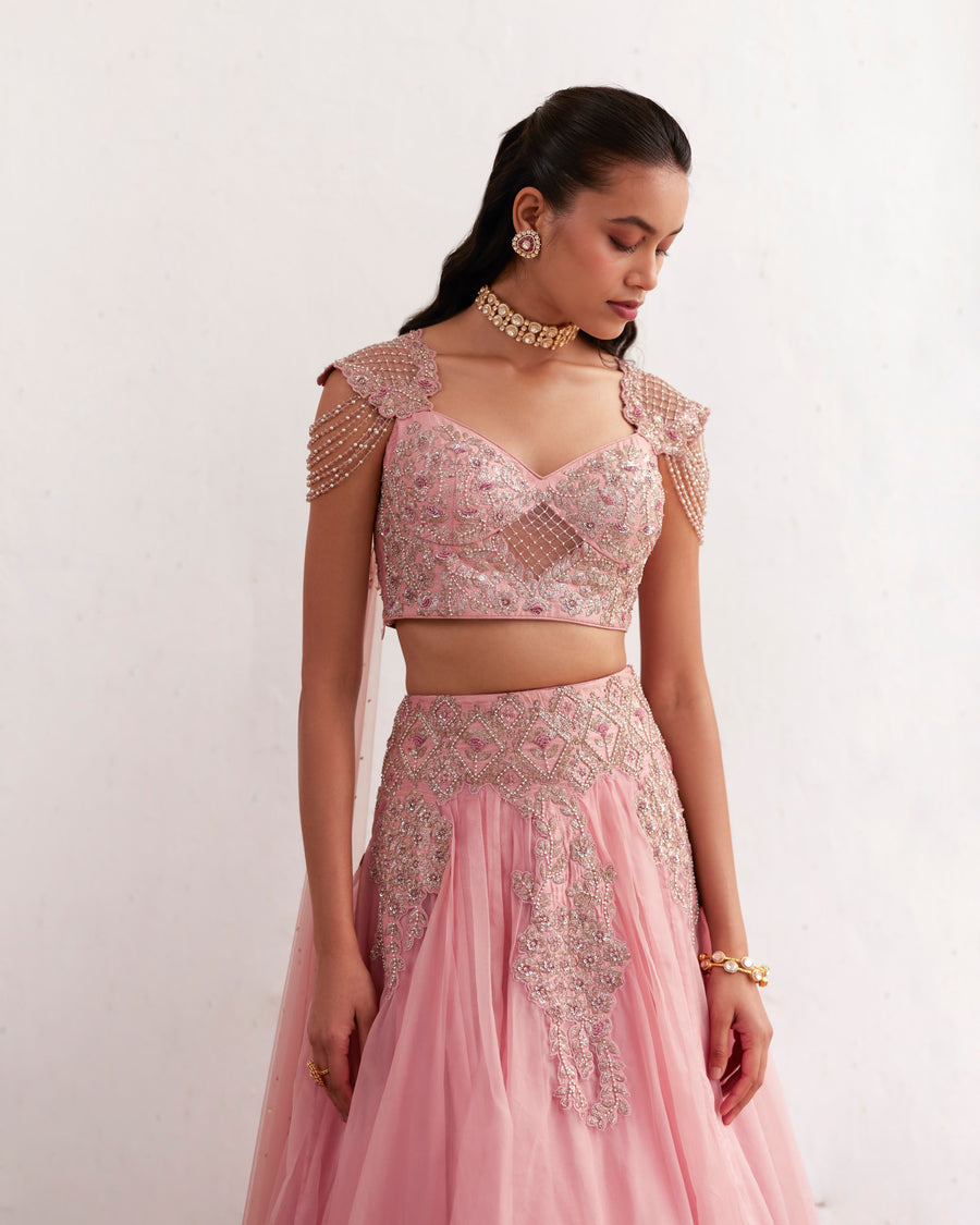 Rose Pink Lehenga With Tassels