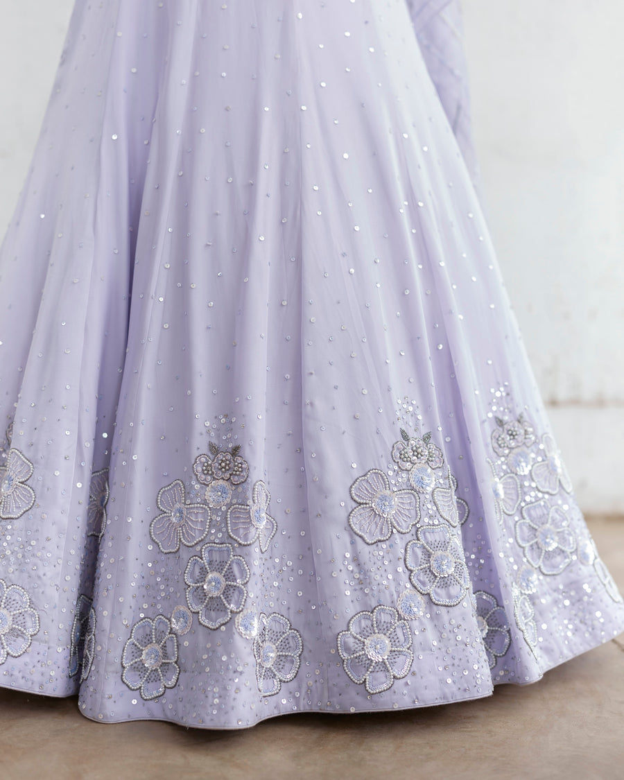 Aegen Blue Lehenga With Pre Draped Dupatta