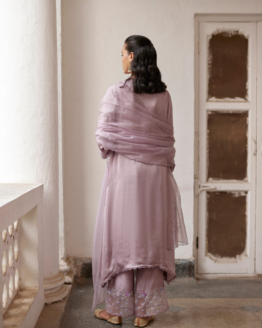 French Lilac Kurta Set With Pockets