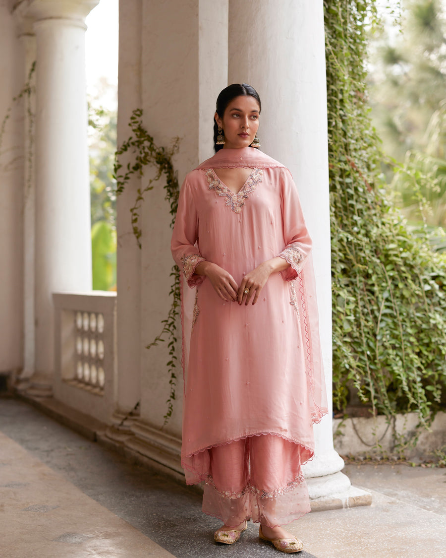 Pink Kurta Set With Pockets