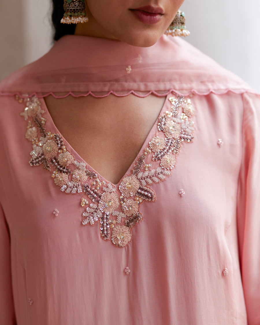 Pink Kurta Set With Pockets