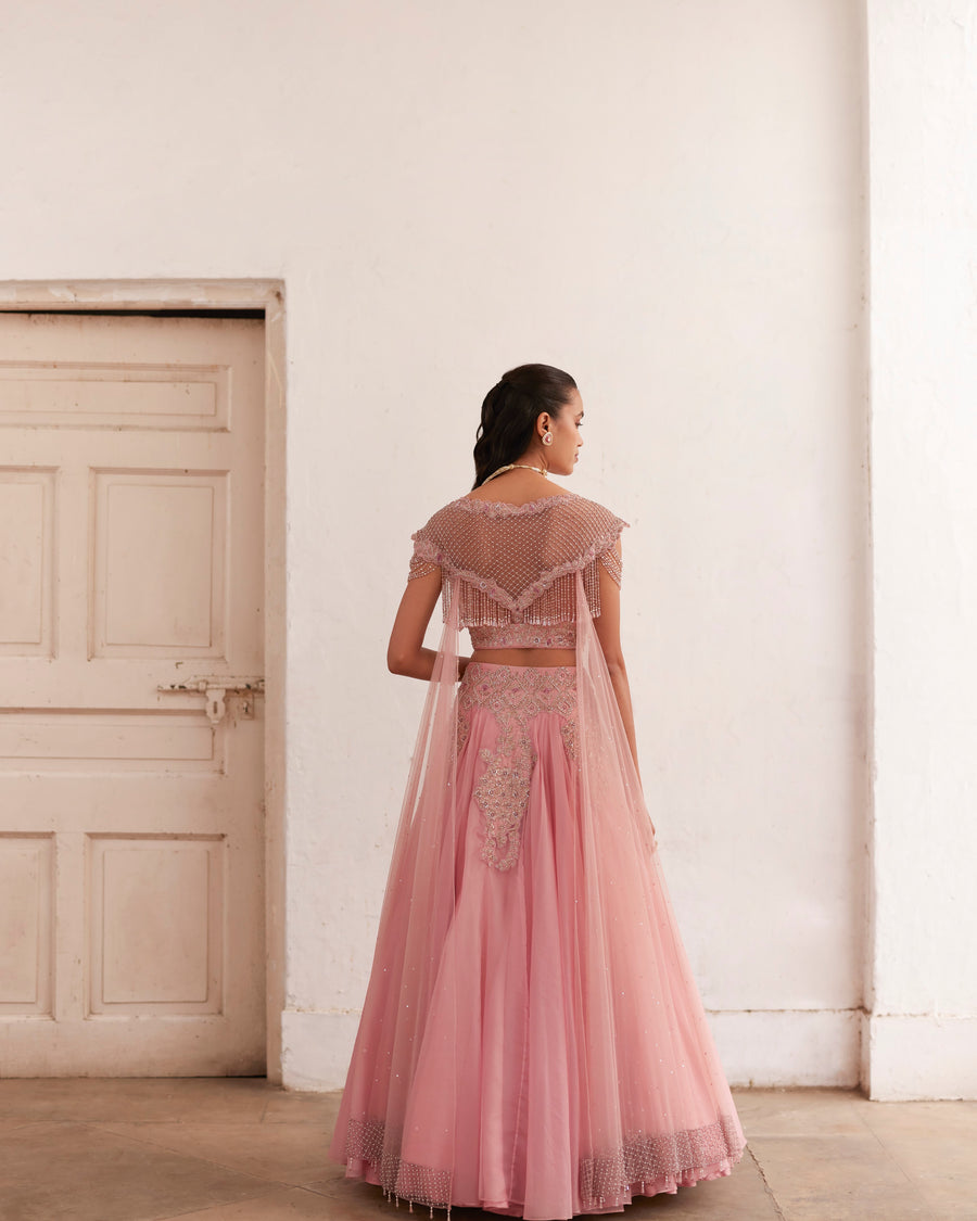 Rose Pink Lehenga With Tassels